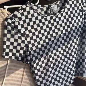 H&M Sheer Checkered Top